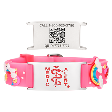 QR Code Child Titanium Medical ID Bracelet Bright Pink, Bright Pink, large image number 0